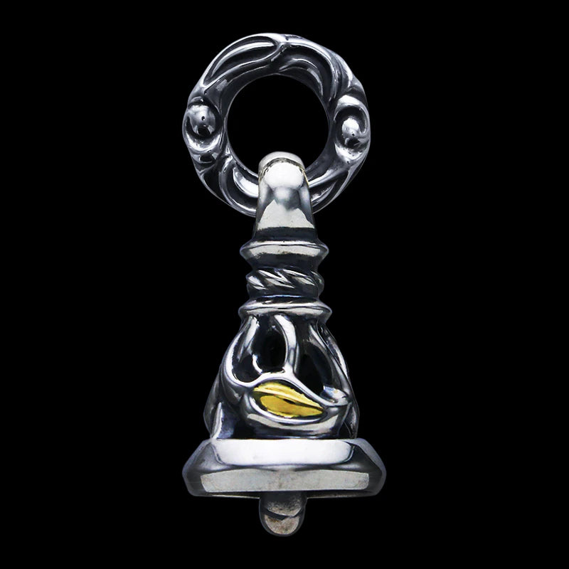 Crane Bell Pendant 18k Gold Eyes