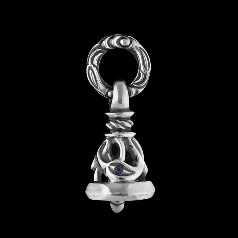Crane Bell Pendant with 1 Amethyst