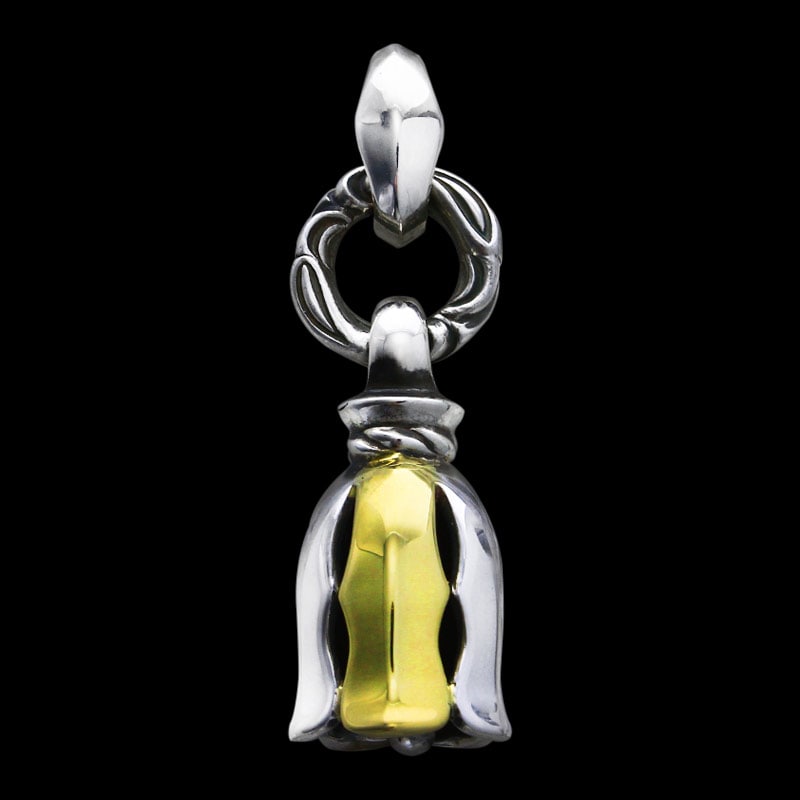 Silk Bell Pendant (S) with One 18K Gold Petal Linked Silk