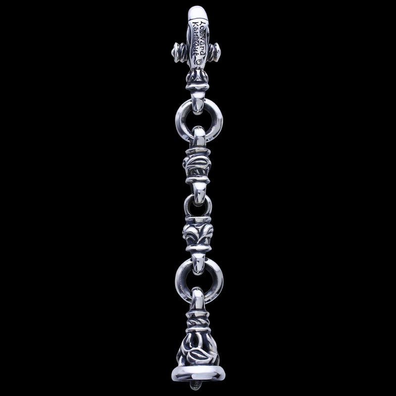 Double Hawk with Crane Bell (M) Key Clasp (Leonard Kamhout Engraving)