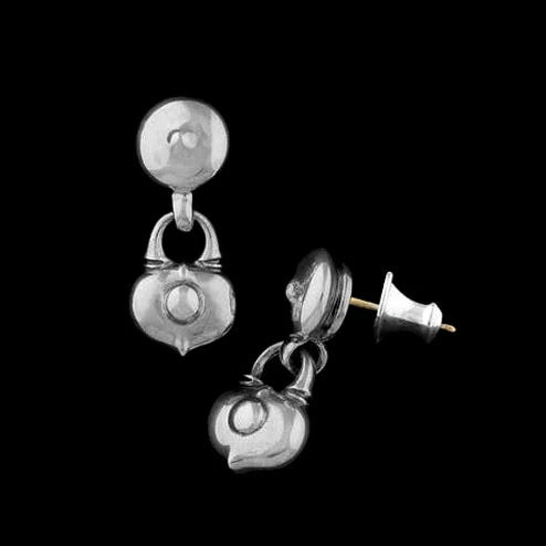 Kiss and Flow Stud with Heart Lock Earrings