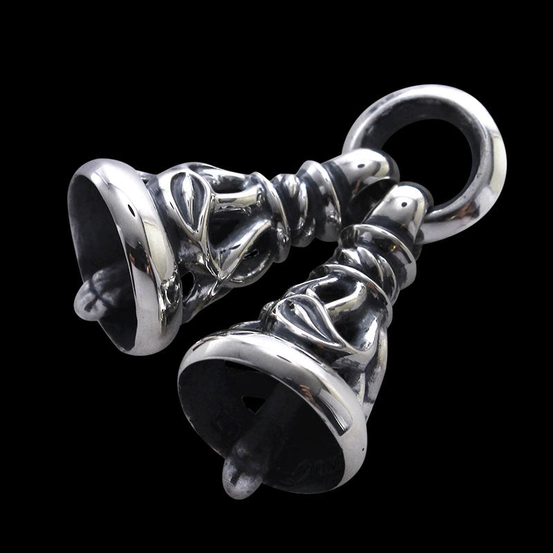 Two Crane Bell Pendant (Plain Circle)