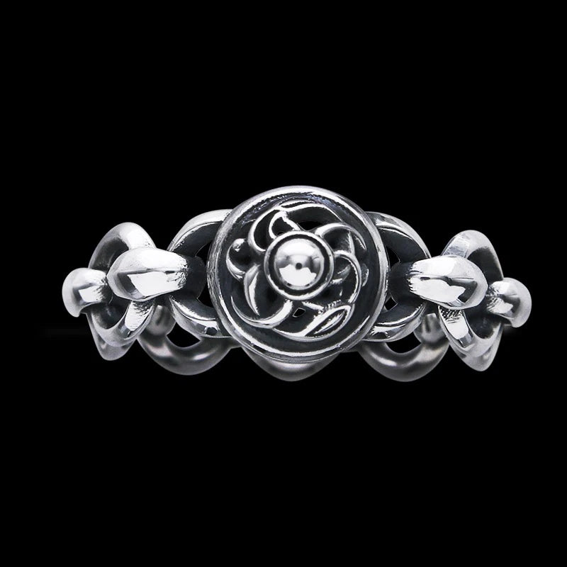 Mini Silk Link with Circle & Crane Dome Ring