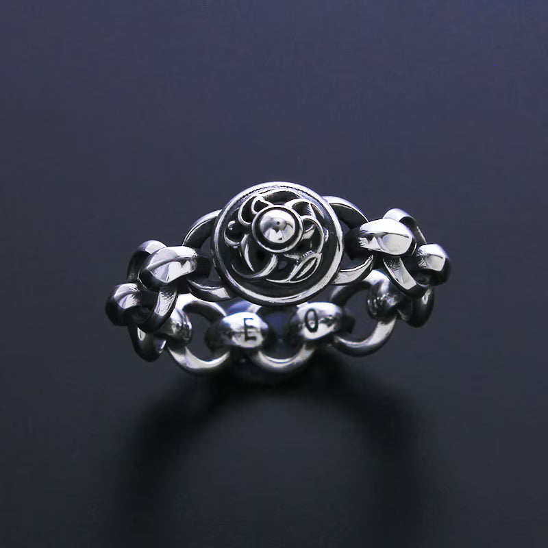 Mini Silk Link with Circle & Crane Dome Ring