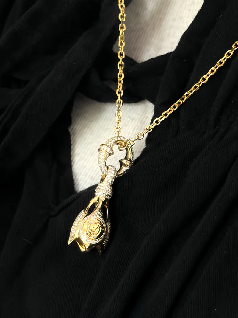 18K YG Tear Bell S w/Pave Diamonds