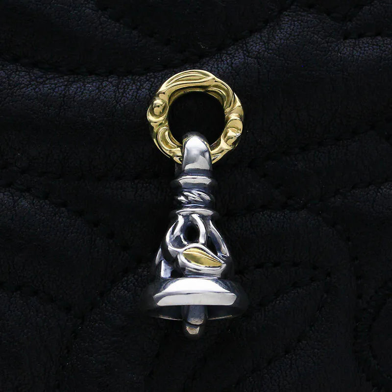 CRANE BELL PENDANT (M) WITH GOLD EYES AND 18K GOLD RING