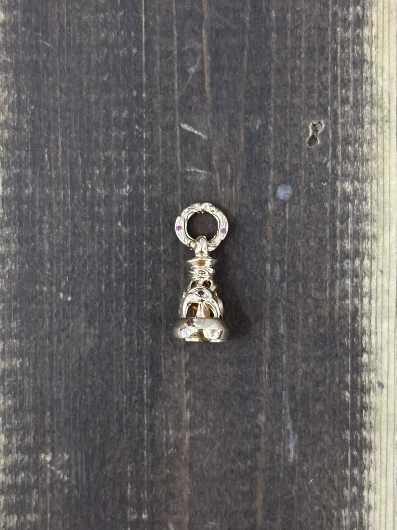 18K Rose Gold Dove Bell S with Rubies