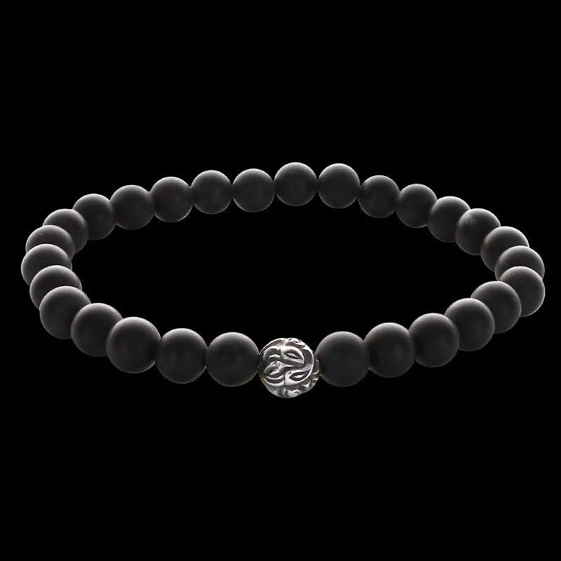 Embossed Nest Bead 6mm Stone Bracelet