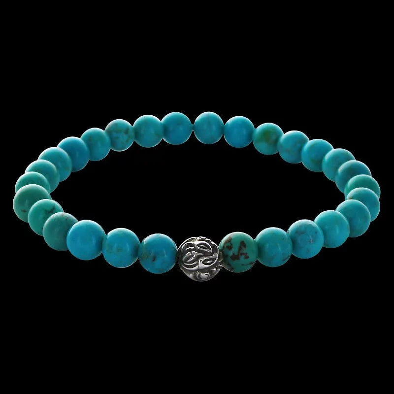 Embossed Nest Bead 6mm Stone Bracelet