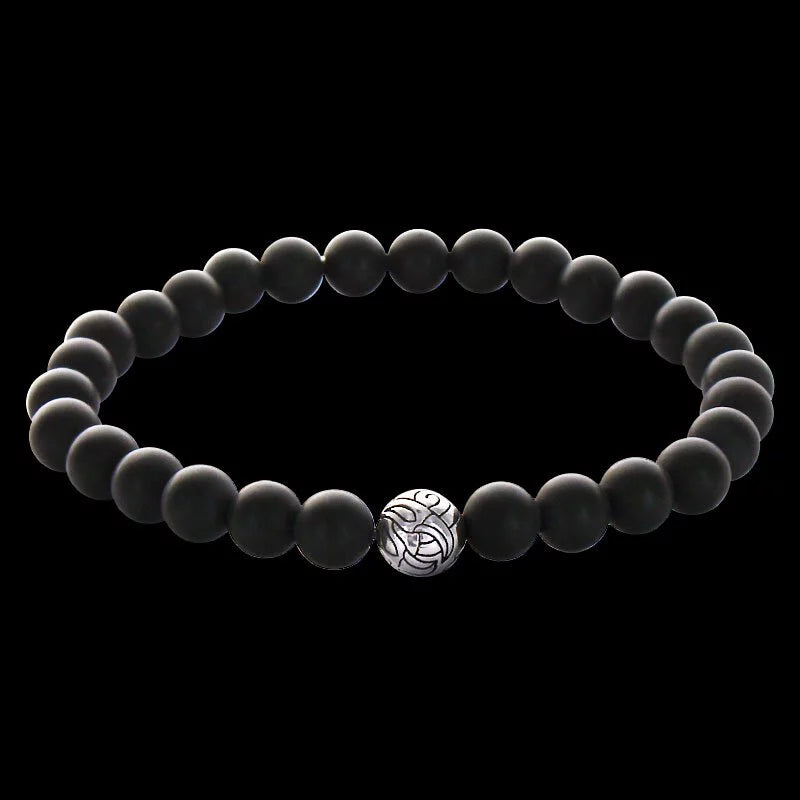 Engraved Nest Bead 6mm Stone Bracelet