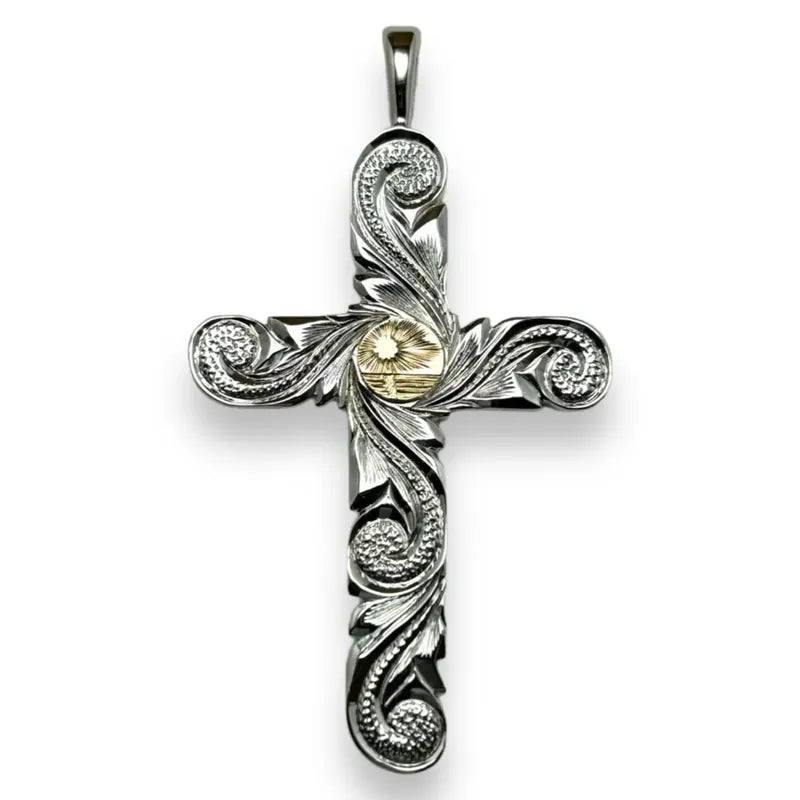K18 Kaila Motif Cross Pendant (Heritage)