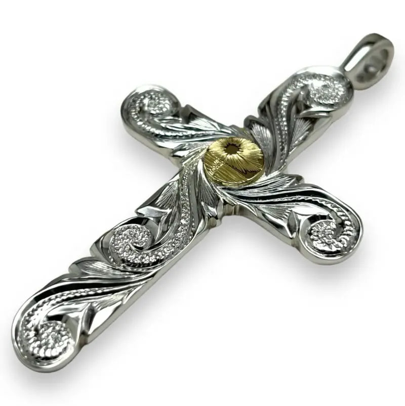 K18 Kaila Motif Cross Pendant (Heritage)