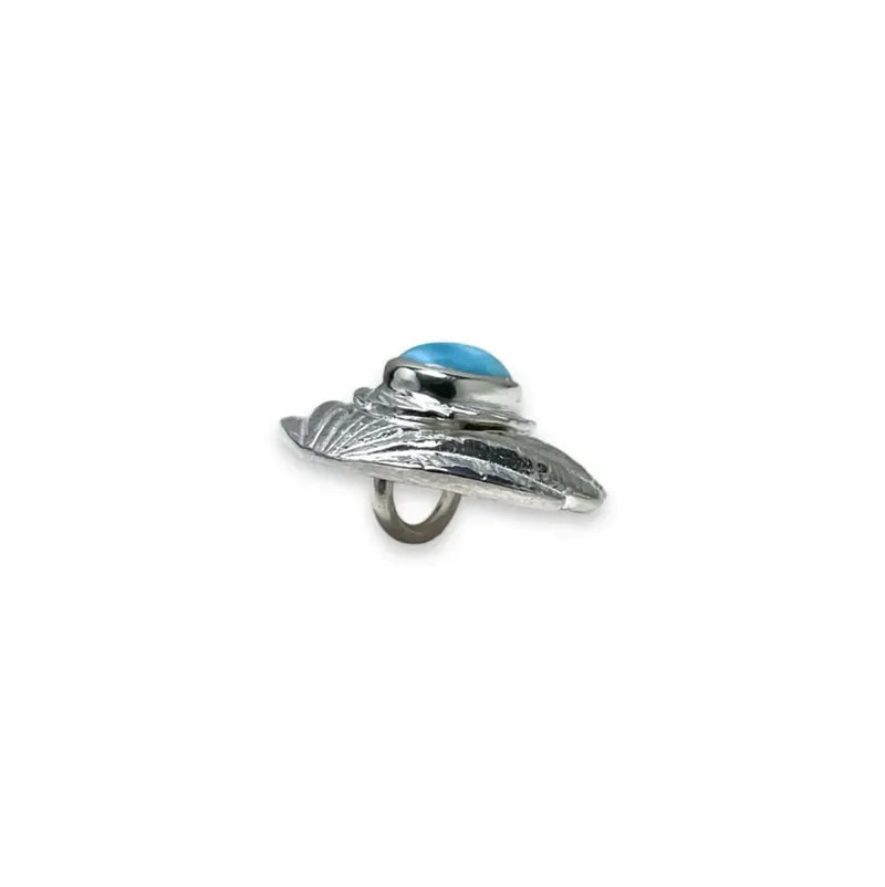 鳴島翔 Shell Concho with gem (Larimar/ SV bezel)
