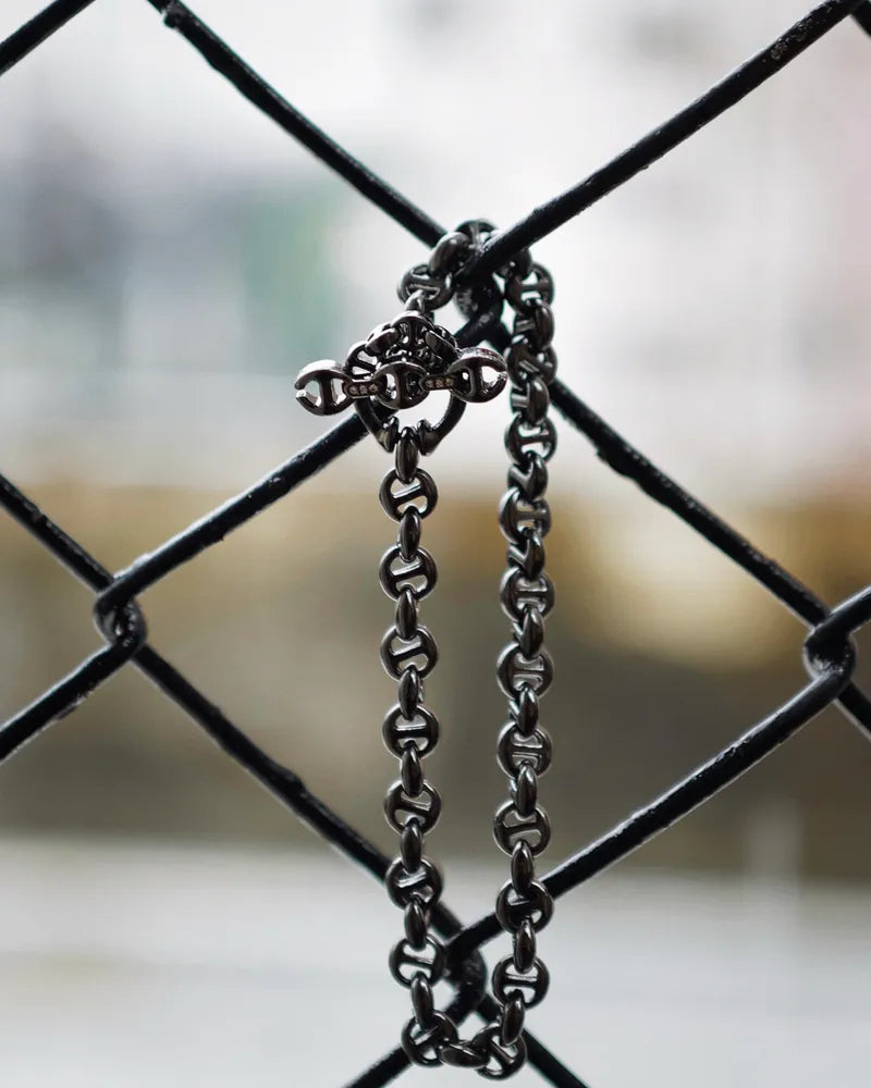 5MM OPEN-LINK BRACELET W/ WHITE DIAMOND TOGGLE BLACK RHODIUM