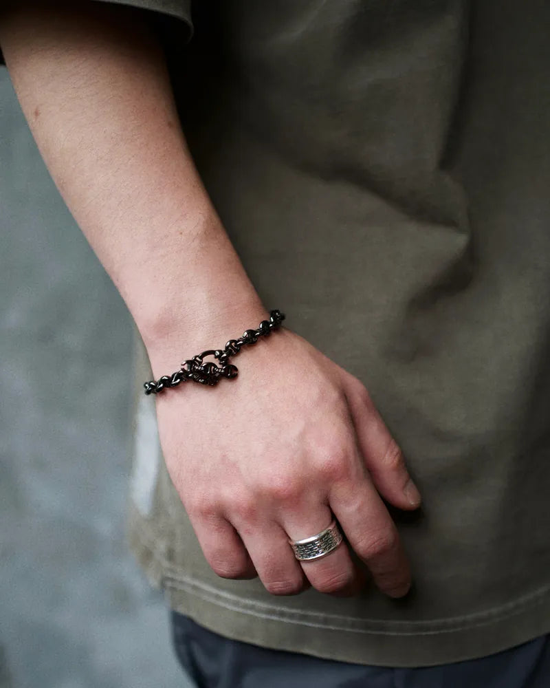 5MM OPEN-LINK BRACELET W/ WHITE DIAMOND TOGGLE BLACK RHODIUM