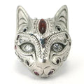 BBM 電鍍白K 貓戒 （Diamond Eyes, Garnet Forehead）