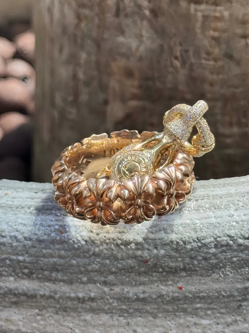 18K YG Tear Bell S w/Pave Diamonds