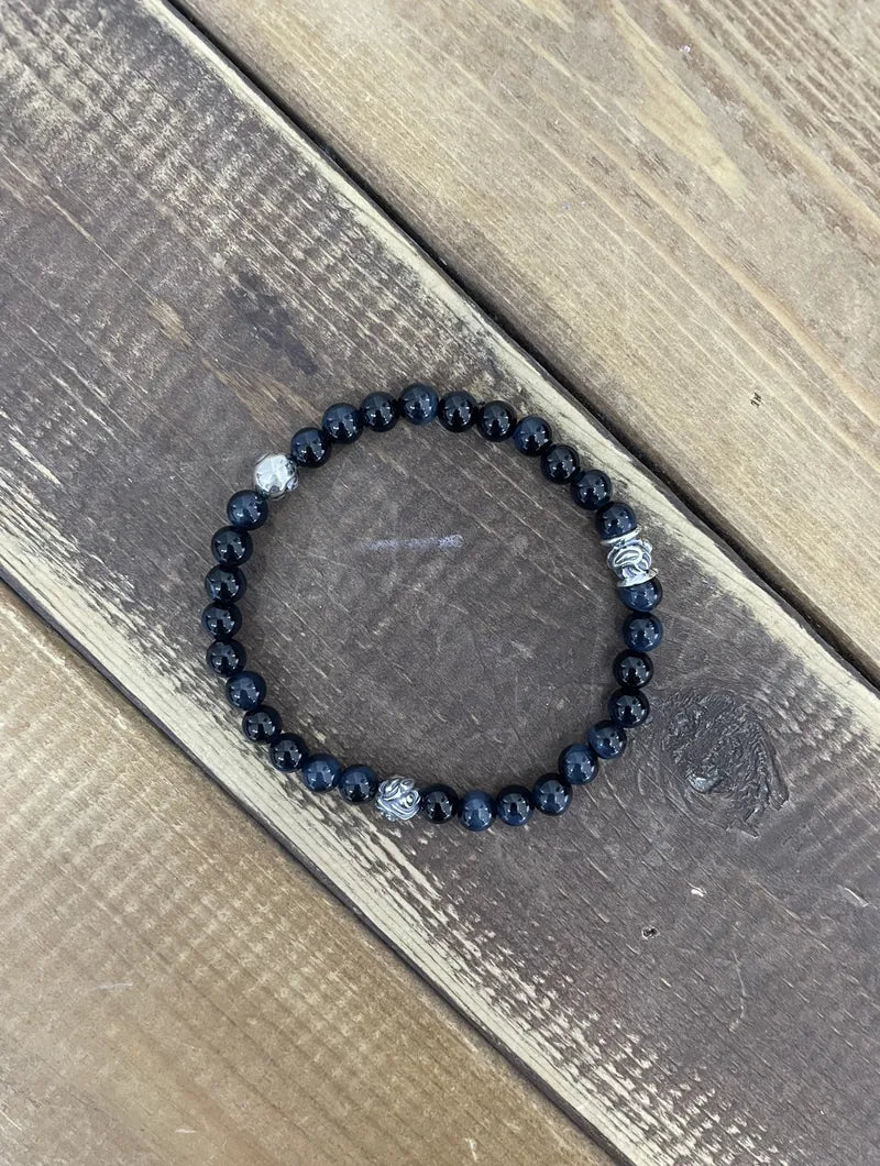 Lone Ones 6mm Stone Bracelet w/ Chick Bead, Hawk Bead & Embossed Bead