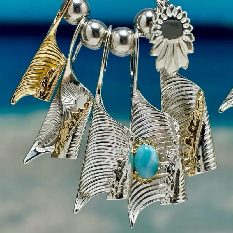 ウェーブペンダント ラリマー／K18コーティングリング