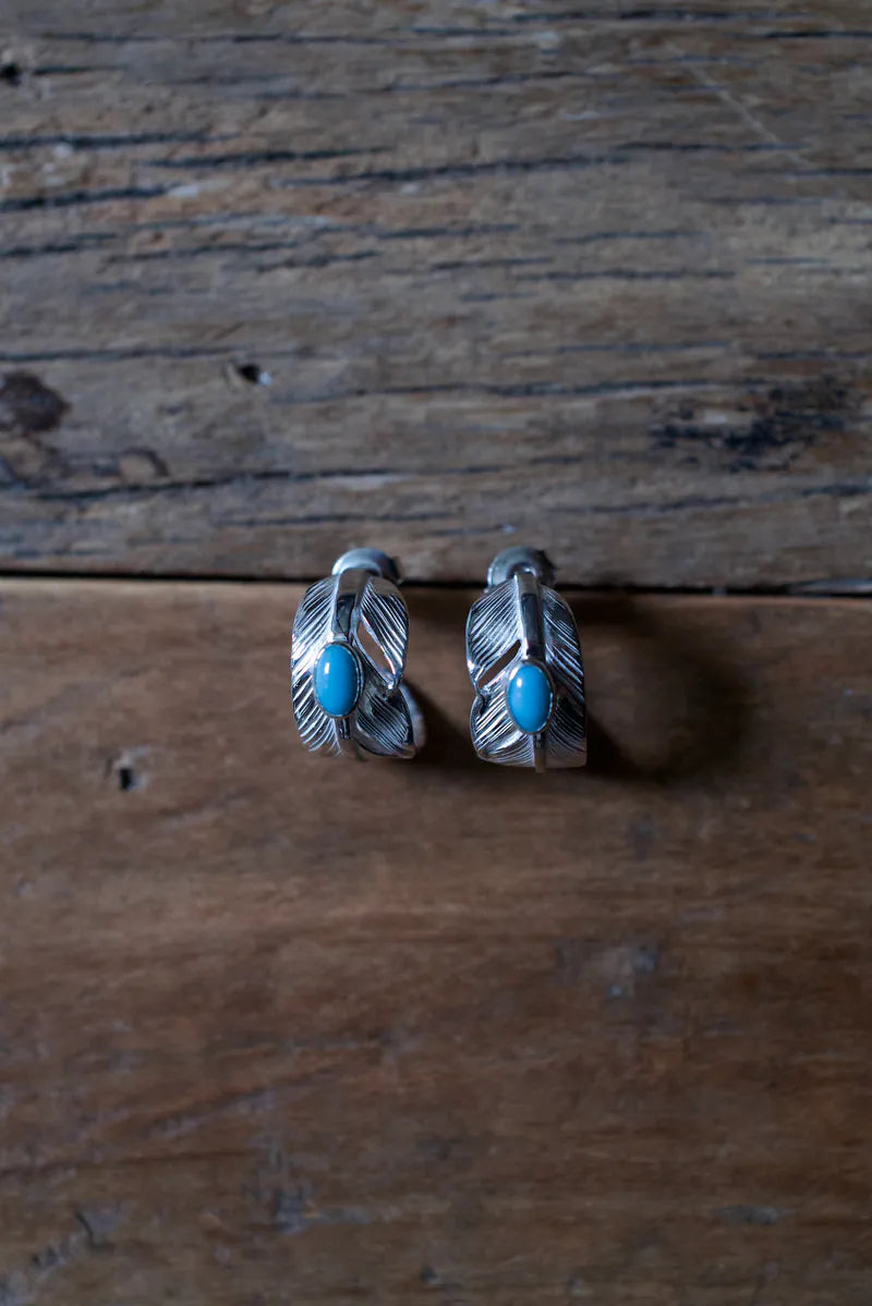 松石羽毛耳環 SV CUP TQ FEATHER EARRING