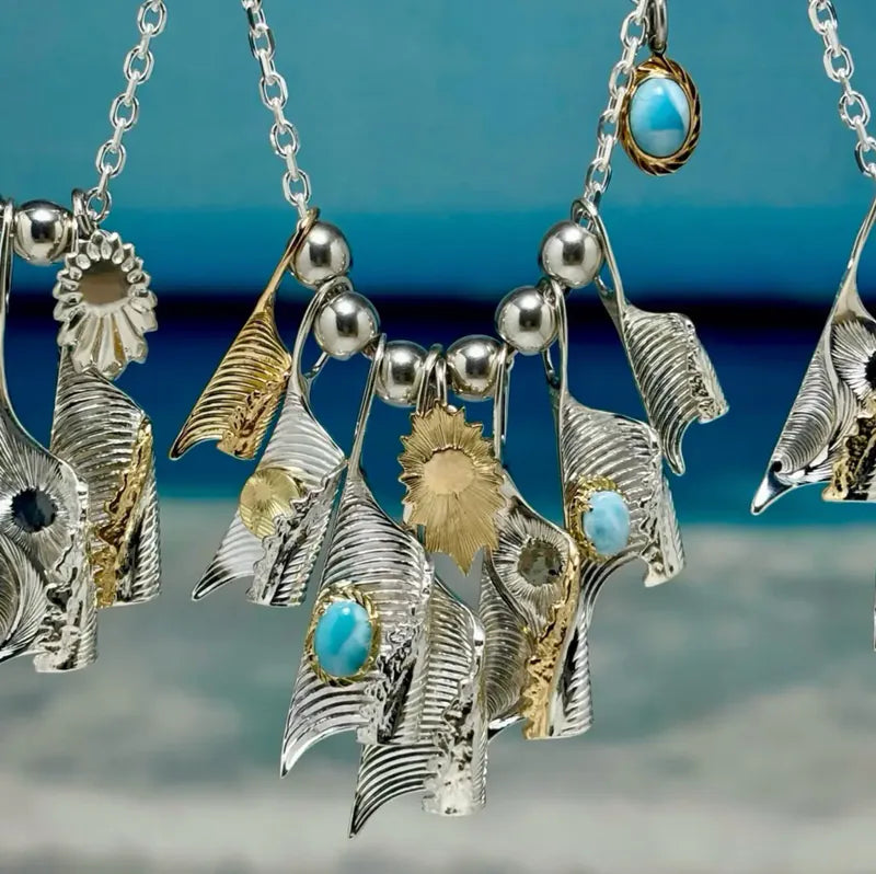 白頭浪 - 旭日 Moanalu Pendant Kai Engraved SV/18K YG