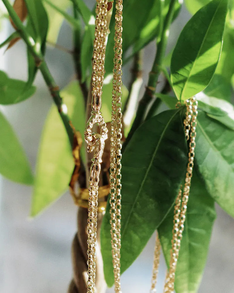 18K YG 2MM MINI SILK DOUBLE NECKLACE CHAIN
