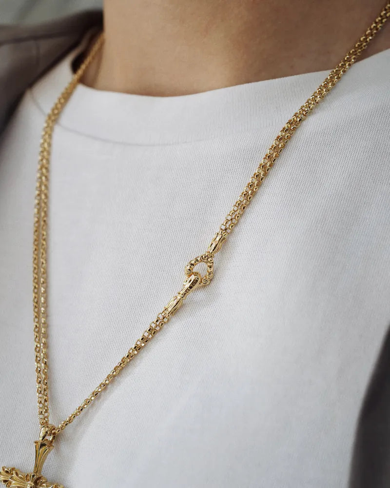 18K YG 2MM MINI SILK DOUBLE NECKLACE CHAIN