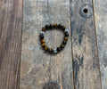 10mm Tiger eye& 3 Chrome Beads Bracelet