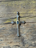 M Size Gold Rope Cross w/ Rainbow Topaz