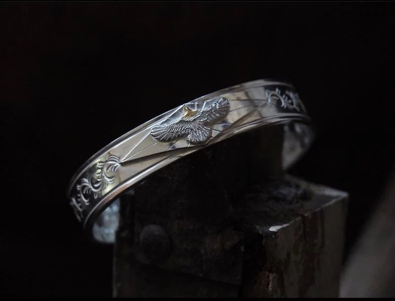 K18/sv Eagle Arabesque Bangle