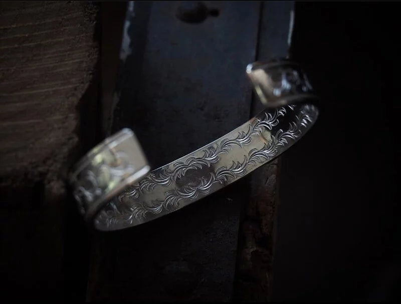 K18/sv Eagle Arabesque Bangle