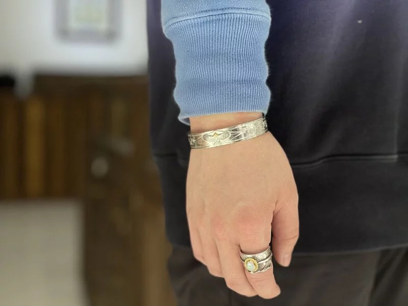 K18/sv Eagle Arabesque Bangle