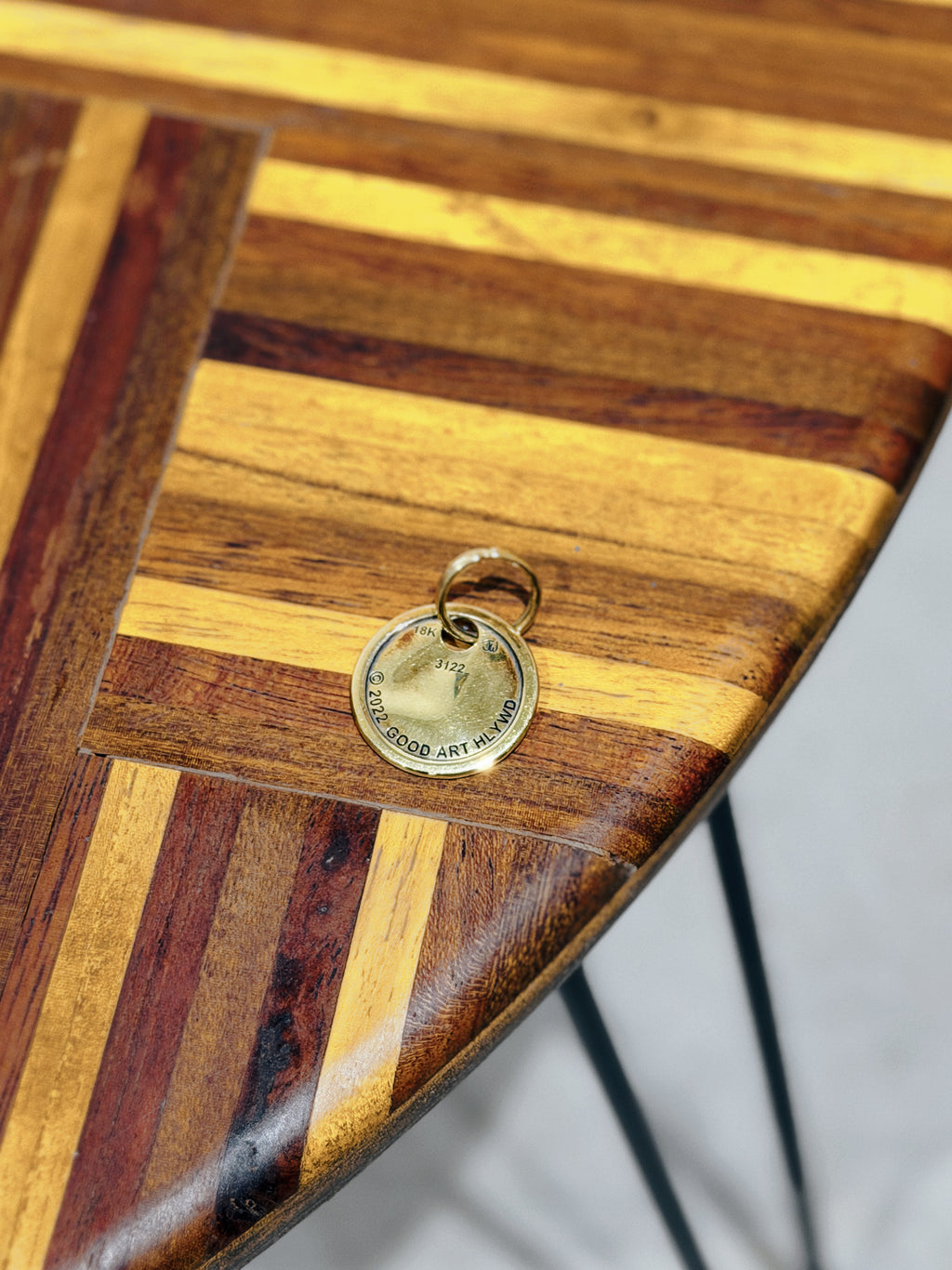 18K Yellow Gold Paper Tag Pendant