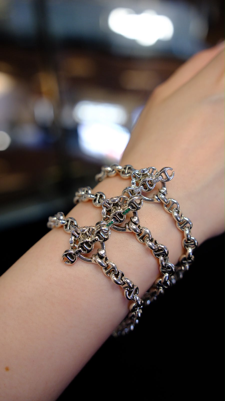 HB060 5MM OPEN-LINK BRACELET - STERLING SILVER WITH DIAMONDS