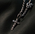 HB239D SMALL SACRED LINK CROSS PENDANT W/3 DIAMOND HITS