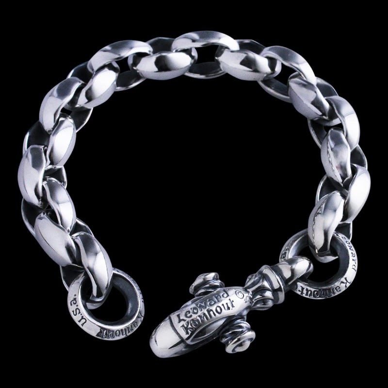 Silk Link (M) Bracelet (ID Circle) (Leonard Kamhout Engraved)