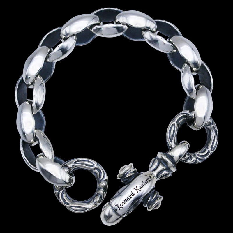 Silk Link (L) Bracelet with Large Clasp (Crane Ring) (Lenard Camhort Engraved)