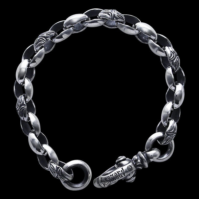 Carved Silk Link (S) Bracelet (Plain Circle) (Leonard Kamhout Engraved)