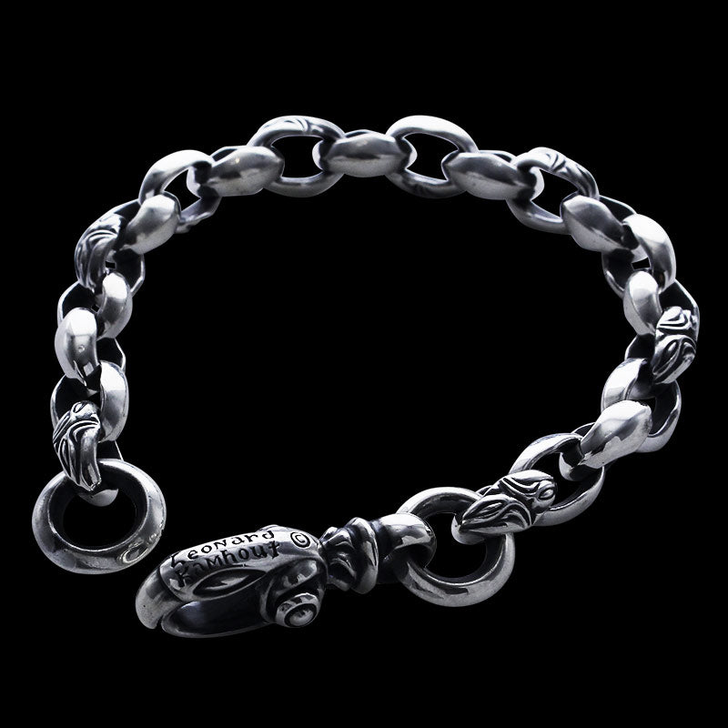 Carved Silk Link (S) Bracelet (Plain Circle) (Leonard Kamhout Engraved)