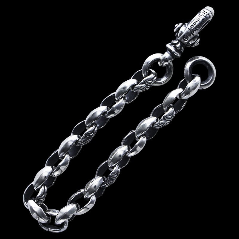 Carved Silk Link (S) Bracelet (Plain Circle) (Leonard Kamhout Engraved)