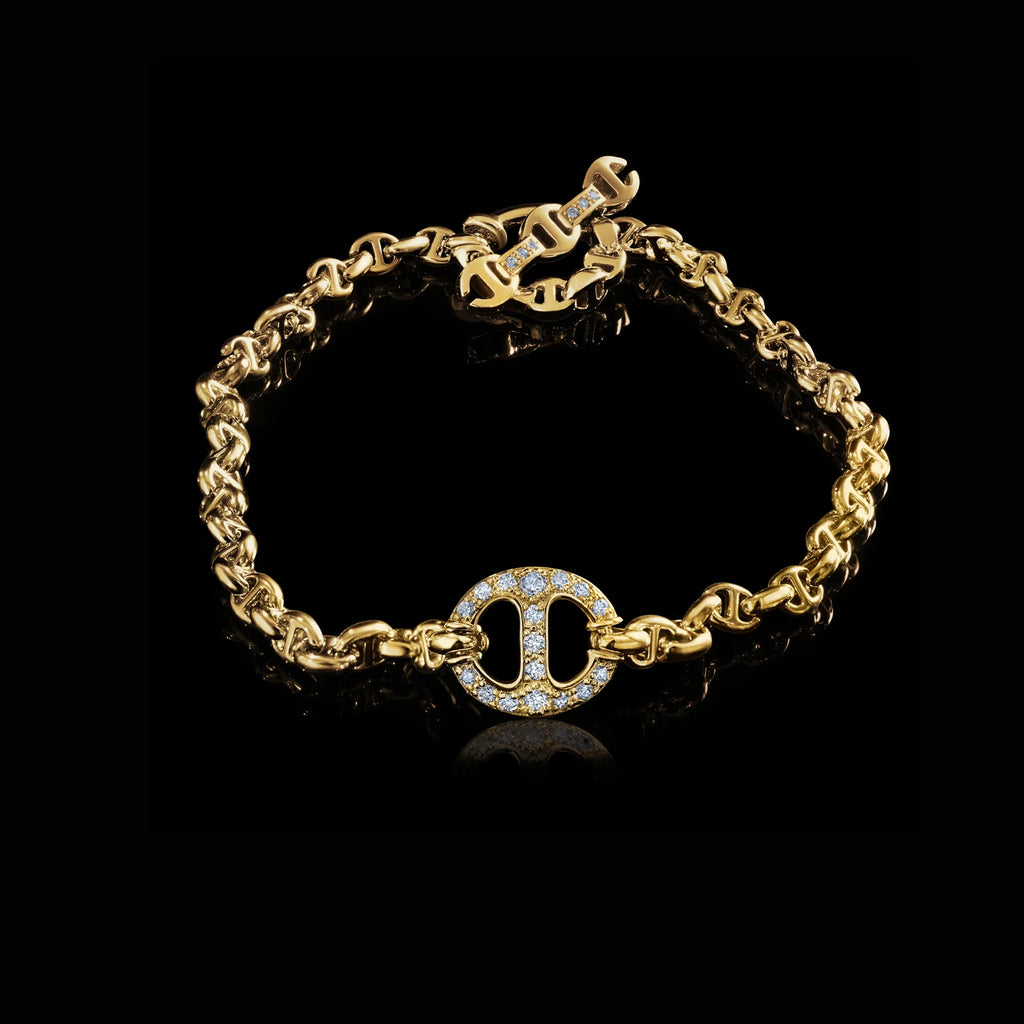 HB223DYGWD 10MM SINGLE-LINK BRACELET WITH DIAMONDS