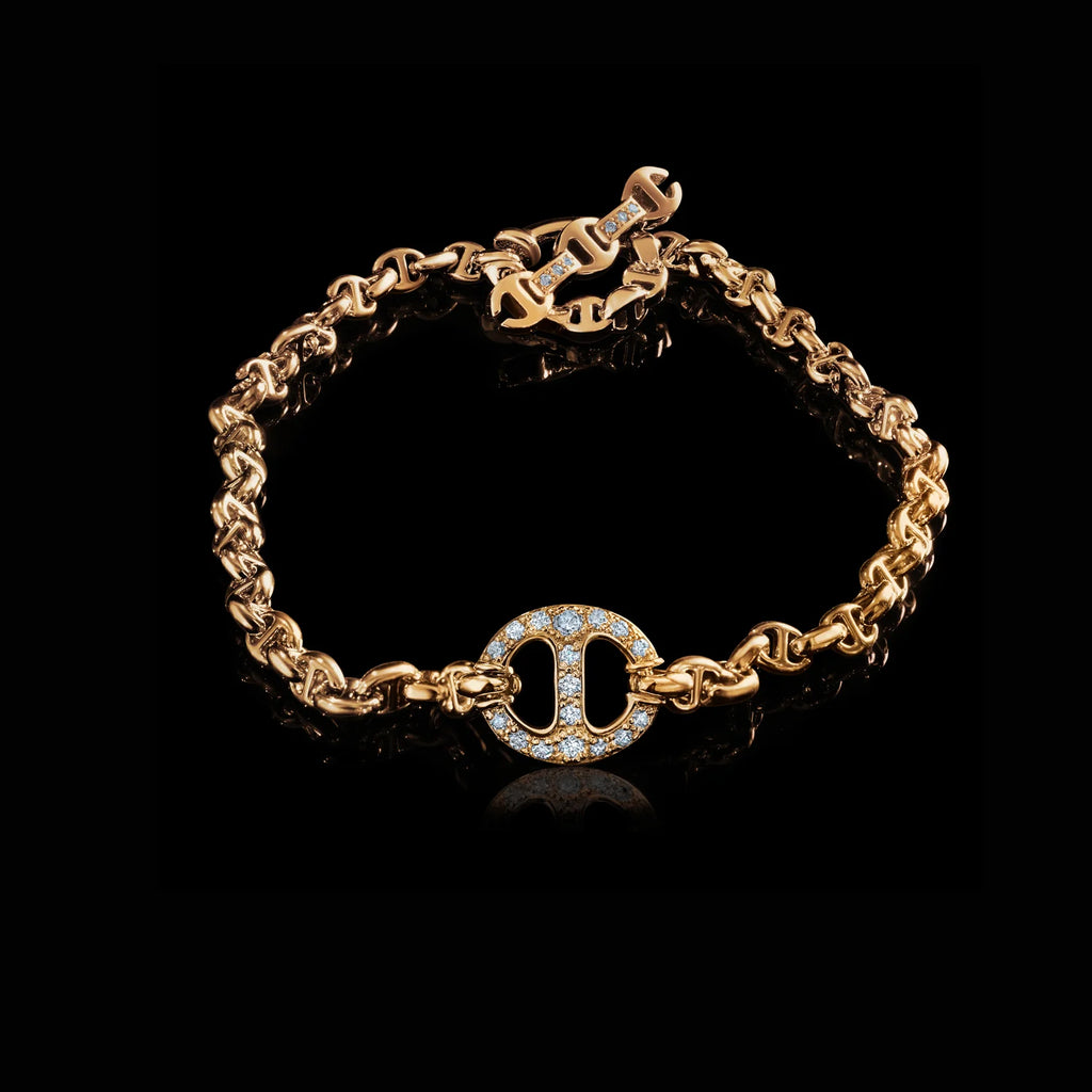 HB223DYGWD 10MM SINGLE-LINK BRACELET WITH DIAMONDS