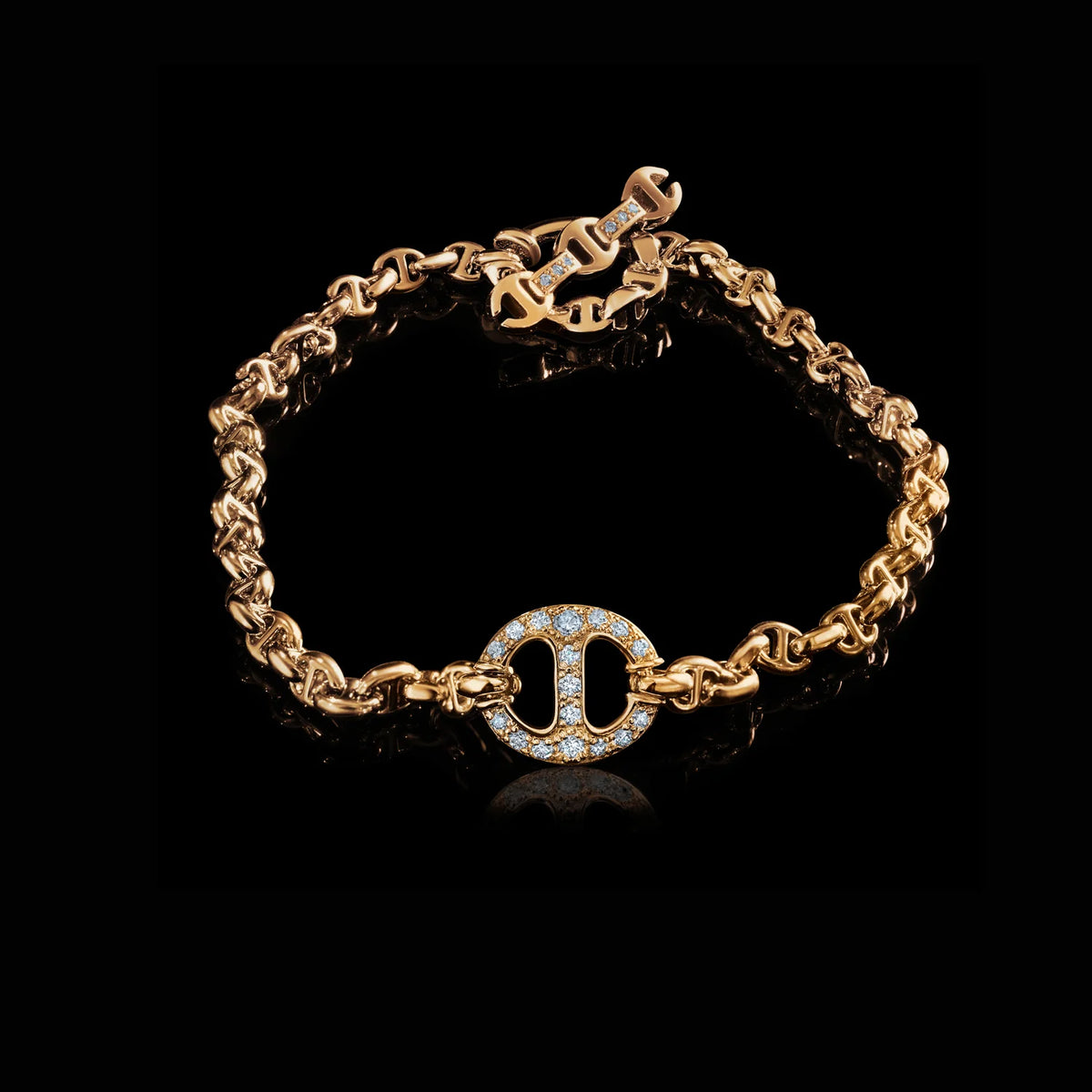 HB223DYGWD 10MM SINGLE-LINK BRACELET WITH DIAMONDS