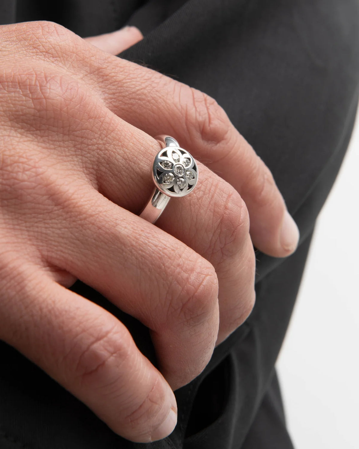 Spacer Cap Ring - White Diamonds