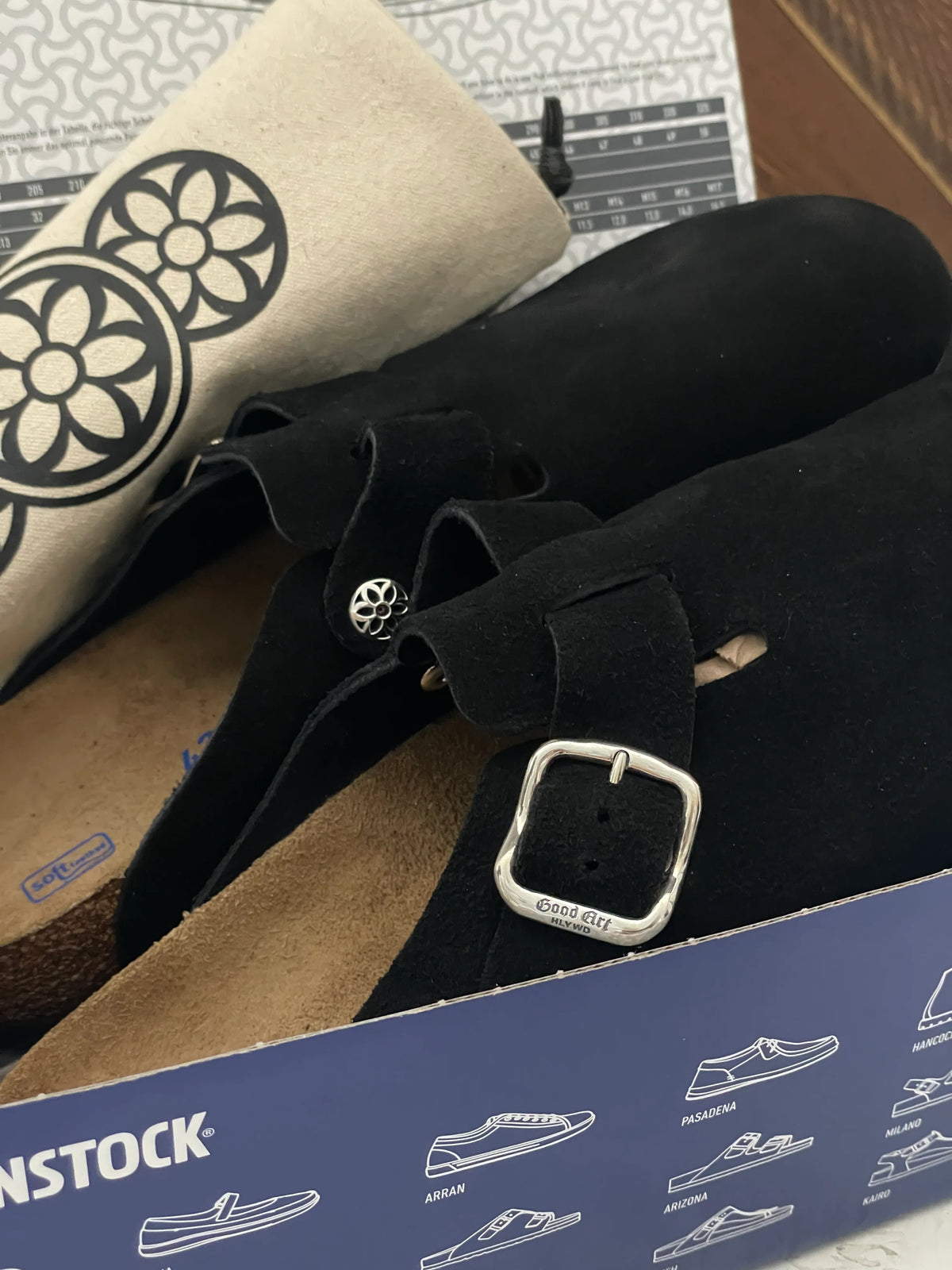 GA X Birkenstock Boston Hippy Dippers (Black Suede) EU41 (26.5)