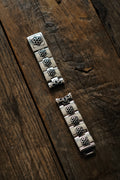SWISS LINK WIDE WATCH BAND BRACELET W/ SINGLE CUTOUT ROSETTE
