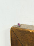 Rosette Stud Earring, Sterling with Rubies